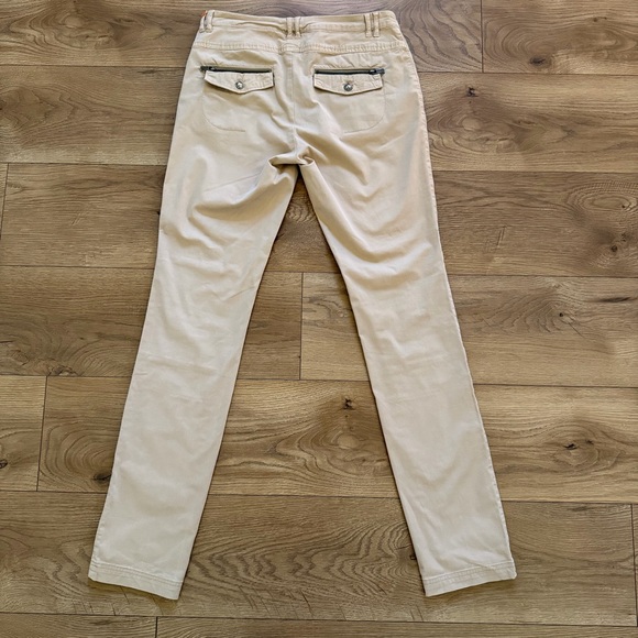 Boss Orange Slim Fit Khaki Pants Women's 4 Beige Zipper Pocket Moto Style - Picture 3 of 9